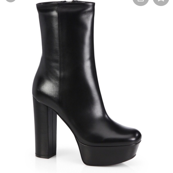 GUCCI black calf leather platform ankle boots - Picture 1 of 15